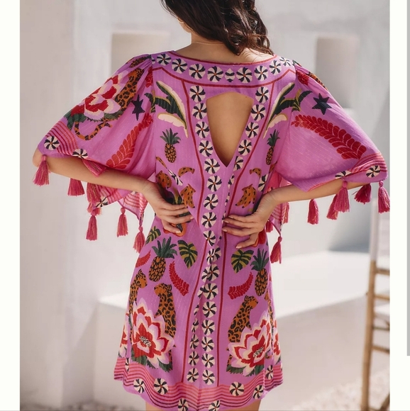 New Farm Rio Pink Leopard Forest Swim Beach Pool Cover-Up Dress Medium NWT - Picture 5 of 14